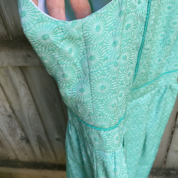 Boden Clara Dress floral daisy jacquard textured glam retro mint 10 10 R - Picture 6 of 11